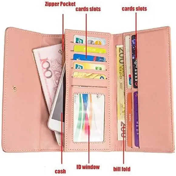 Crown Rhombus Pattern Wallet In Light Pink - Picture 4 of 7
